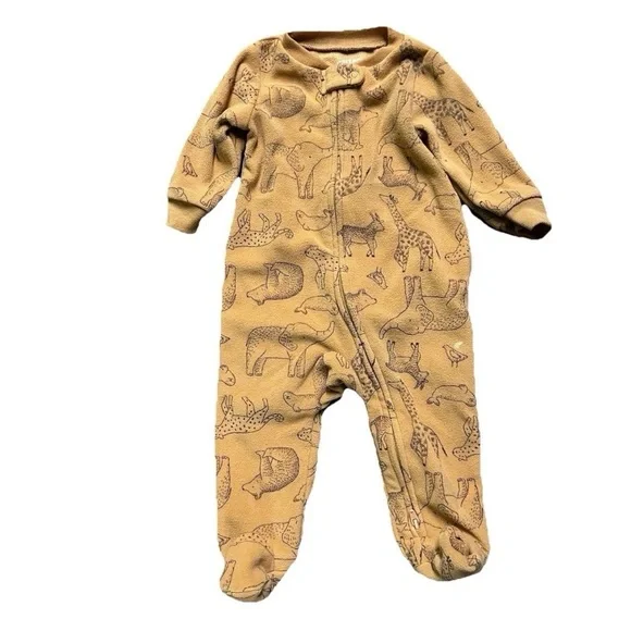 Baby Footie Pajamas Two Way Zipper Dinosaurs Animals Cookies Size 3-6 Months - Picture 7 of 8